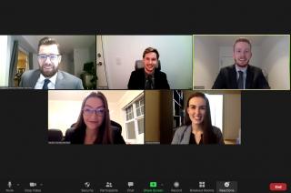 Screenshot of 5 students in a Zoom meeting