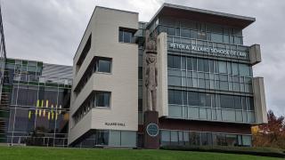 Exterior view of Allard School of Law October 2021