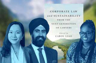 Collage of three people and book cover