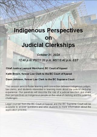 2024 10 31 - Indigenous Perspectives on Judicial Clerkships - LAW